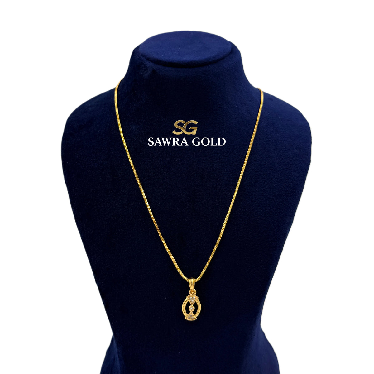 Sawra Gold Locket Chain 2604