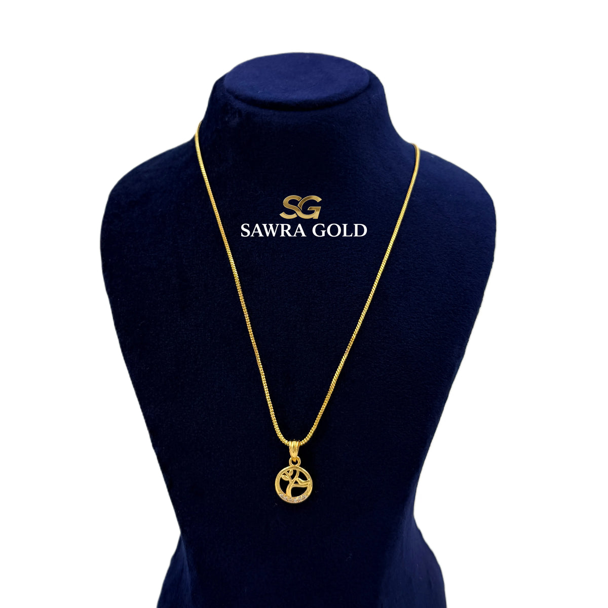 Sawra Gold Locket Chain 2611