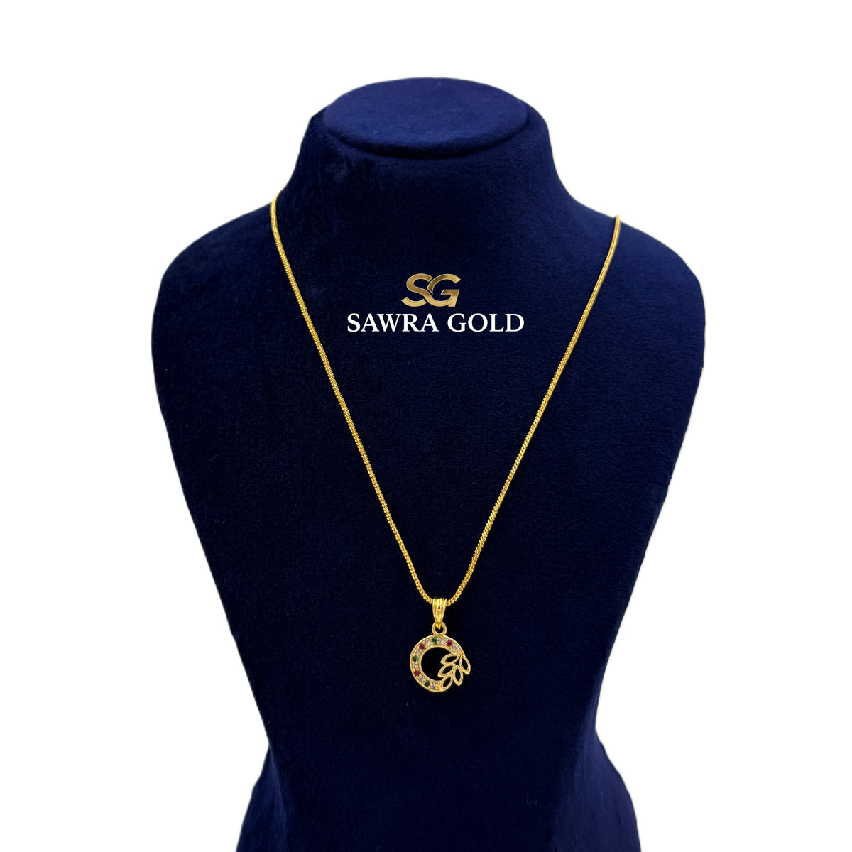 Sawra Gold Locket Chain 1853-Multi