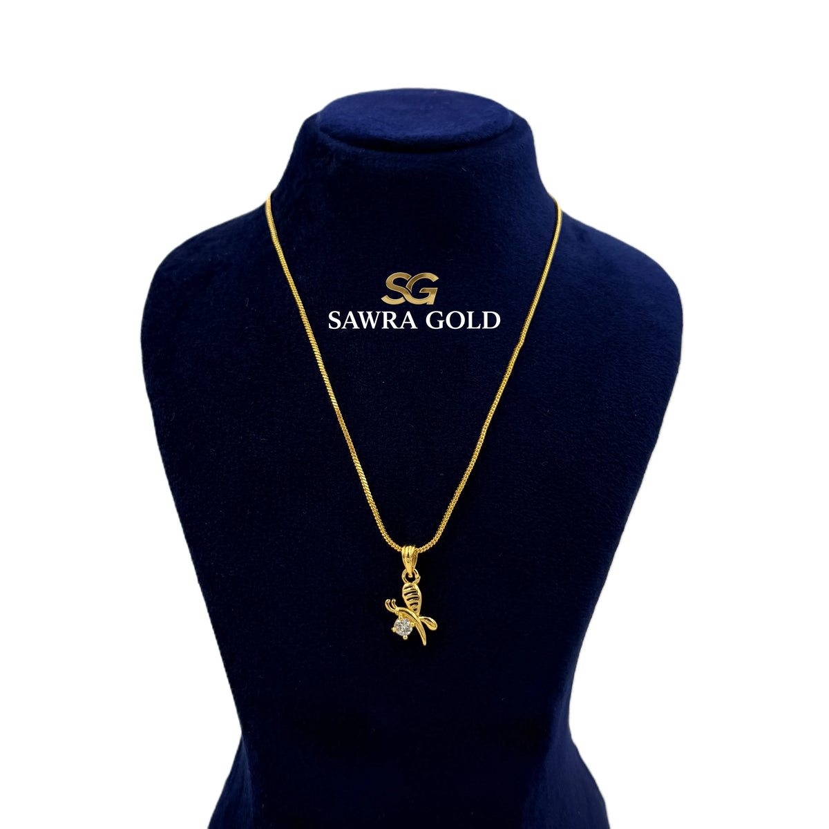 Sawra Gold Locket Chain 2644
