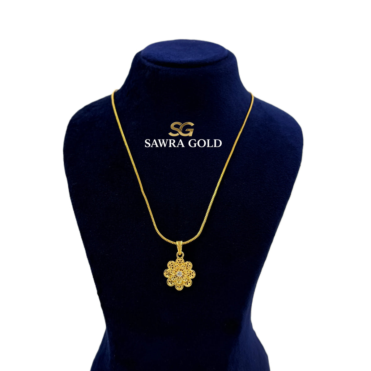 Sawra Gold Locket Chain 2822